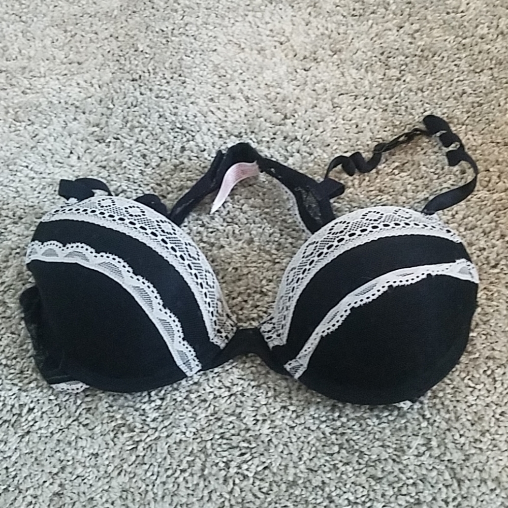 Candie's black and white lace push up bra